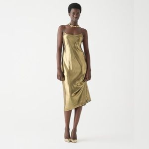 J.Crew Collection Gwyneth slip dress in gold lamé BV996